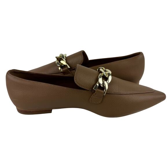 LINEA PAOLO MABEL POINTED TOE LOAFER WITH GOLD CHAIN IN TAN NWOB WOMEN'S 6.5M - Picture 8 of 12